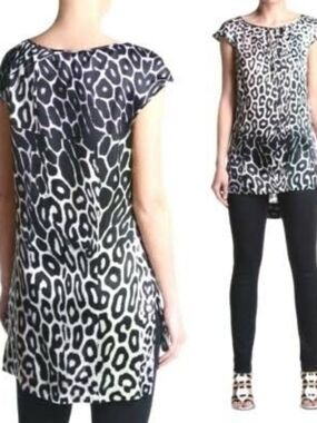 Just Cavalli Silk Multi Color Leopard Print Tunic Top
